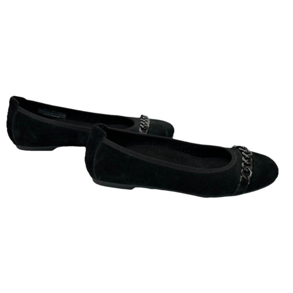 Vionic Pera Womens 6.5 Black Suede Ballet Flats Chain Accent Shoes Slip On - Picture 6 of 8